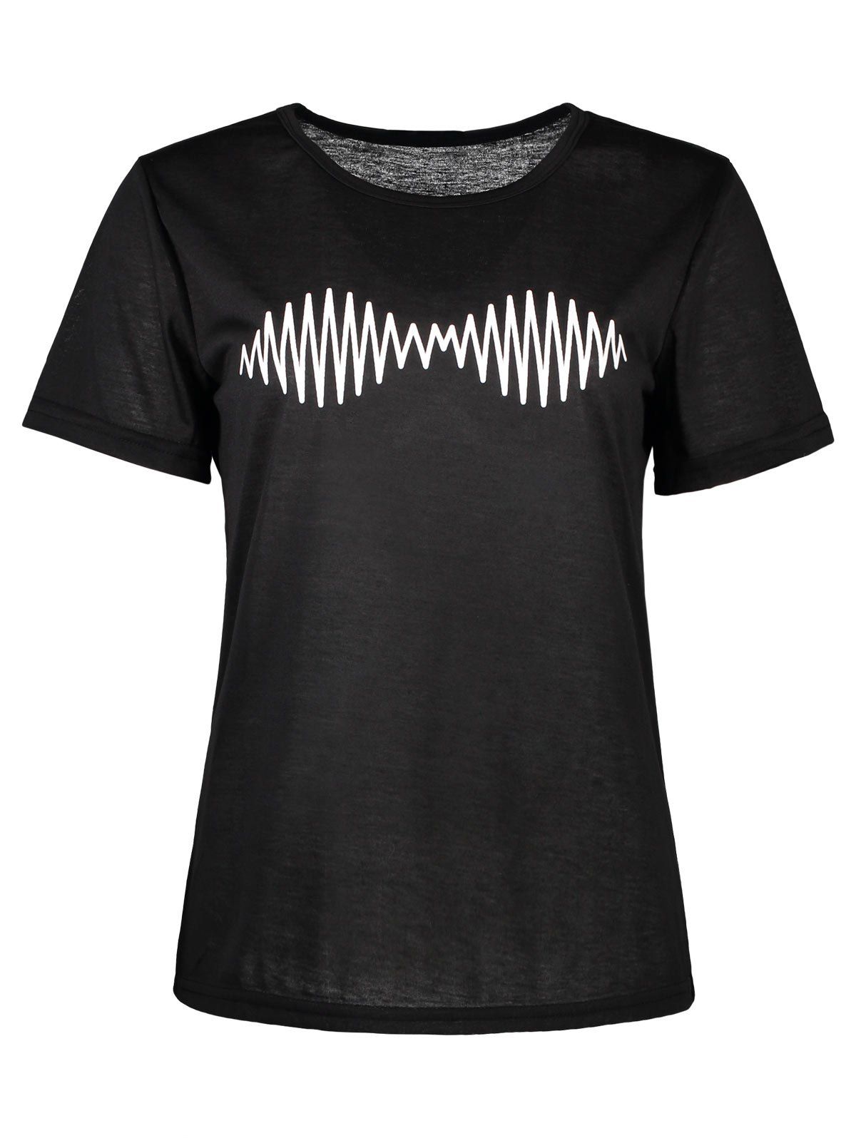 

Short Sleeve Zigzag Graphic Tee, Black