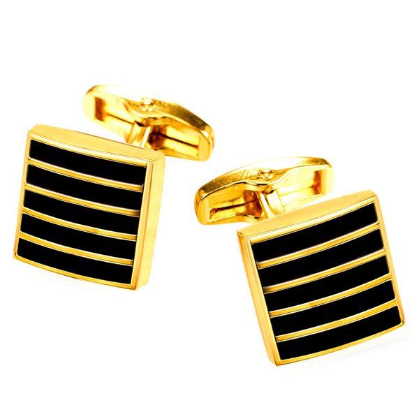 

Alloy Embellished Geometric Strip Cufflinks, Golden