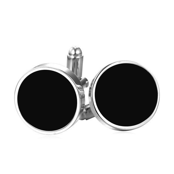 

Alloy Circle Embellished Cufflinks, Silver white