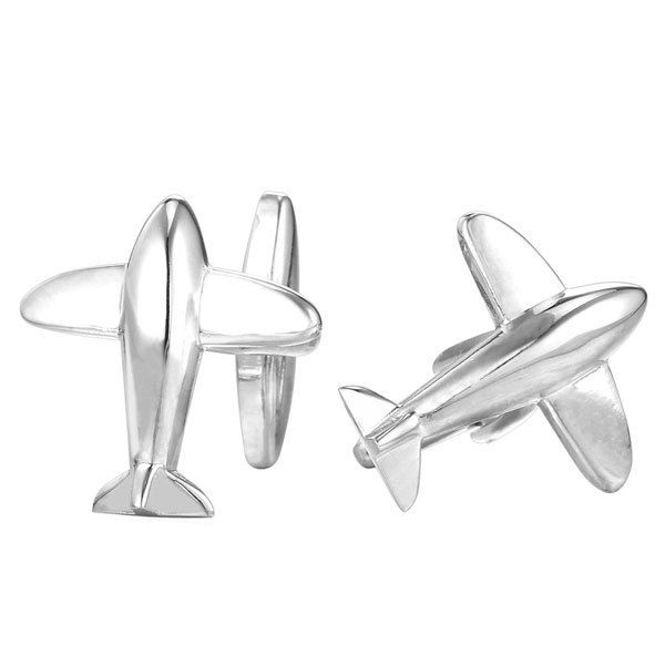 

Alloy Embellished Airplane Cufflinks, Silver white