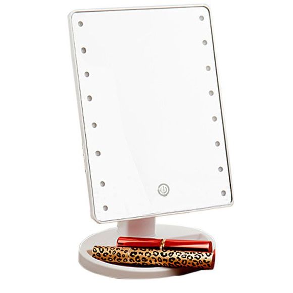 Miroir pour Bureau Coiffeuse Réglable à Ecran Tactile avec 16 Lumières LED - Blanc 