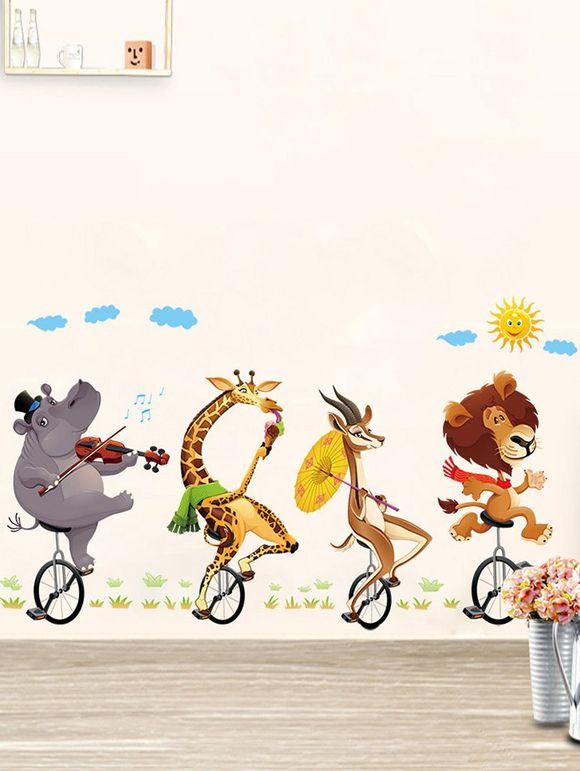 Autocollant Mural Motif Animaux de Dessin Animé pour Chambre d'Enfants - multicolore 60*90CM