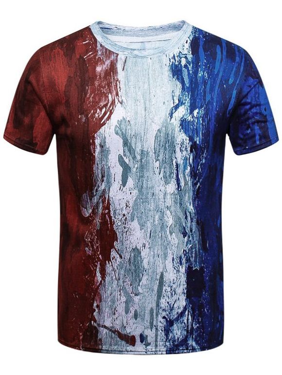 T-shirt à encolure en tissu peint à la couleur - multicolore XL
