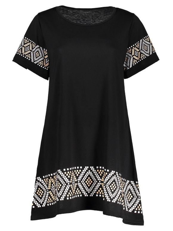 Geometry Print Mini T-Shirt Dress - Noir XL
