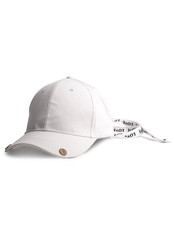 Lettres Impression Double Long Tail Baseball Cap - Blanc 
