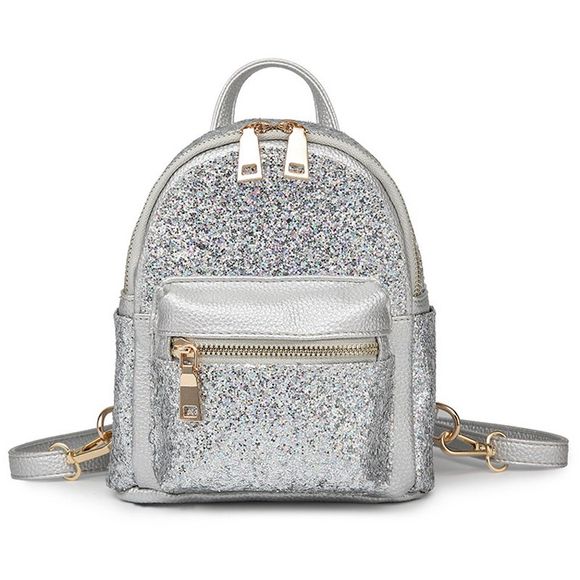 Mini Sequin Glitter Backpack - SILVER 