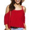 Spaghetti Strap Solid Color Loose Fitting Blouse - RED S