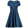 V Neck Work Mini Surplice Dress - Bleu profond L