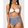 ensemble de bikini à taille haute à col halter à bretelles - Bleu M