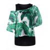 T-shirt à feuilles tropicales en col tendre - Vert 2XL