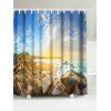 Sunshine Seaside Print Fabric Rideau de bain imperméable à l'eau - Bleu W71 INCH * L79 INCH