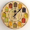 Horloge murale en bois ronde à numéro analogique Cartoon - Jaune 30*30CM