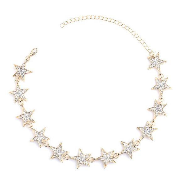 Star Rhinestoned Choker Necklace - d'or 