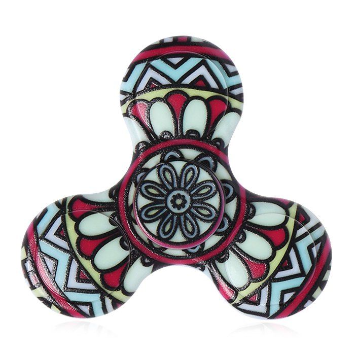 

Mandala Patterned Plastic Tri-bar Fidget Spinner, Black