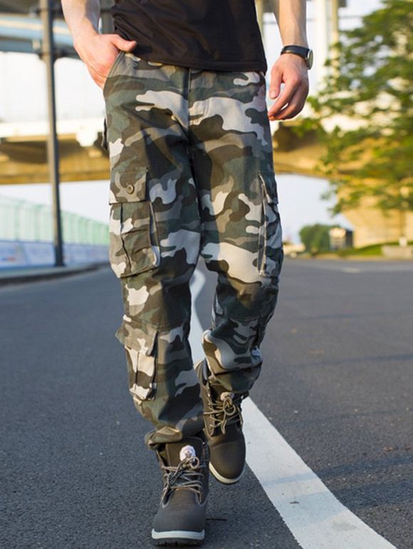 Pantalon Cargo Camouflage avec Multi-Poches - VERT D'ARMEE Camouflage 32