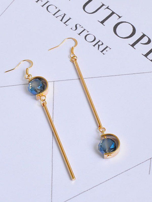 

Faux Sapphire Bar Ball Hook Earrings, Golden