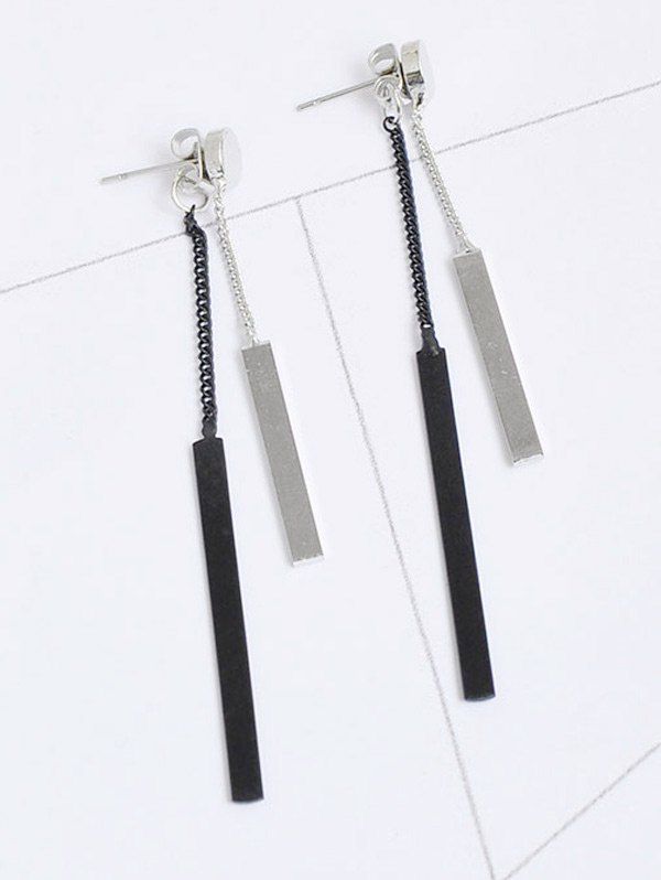 

Geometric Bar Chain Front Back Earrings, Silver