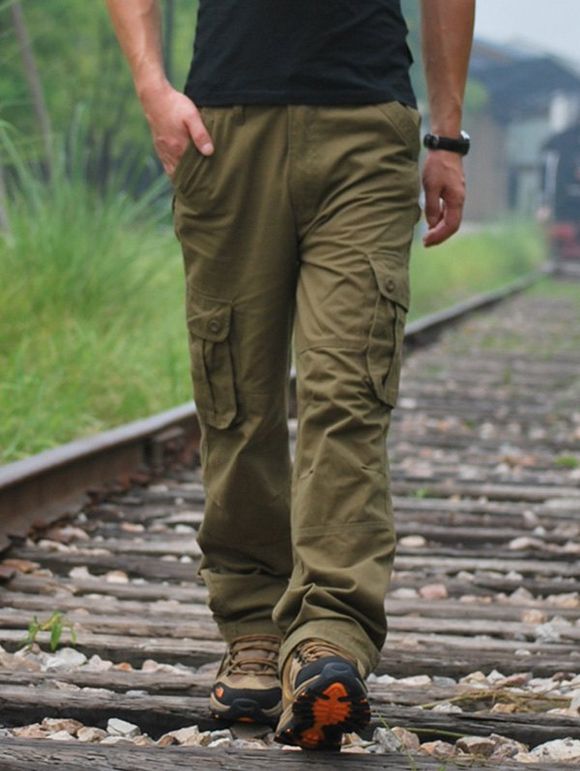Pantalon de chargement de poche avant à pied droit - Vert Armée 32