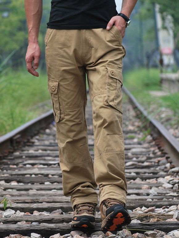 Pantalon de chargement de poche avant à pied droit - Kaki 32