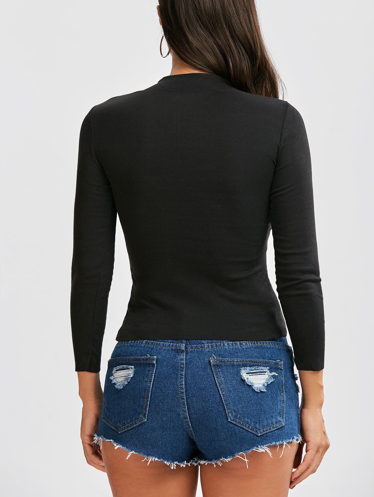 black long sleeve button top