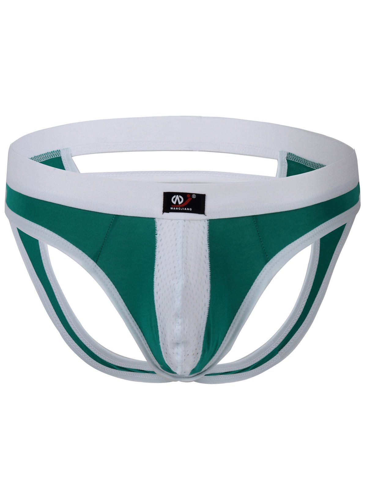 

Color Block Openwork Panel U Pouch Hollow Out Thong, Green