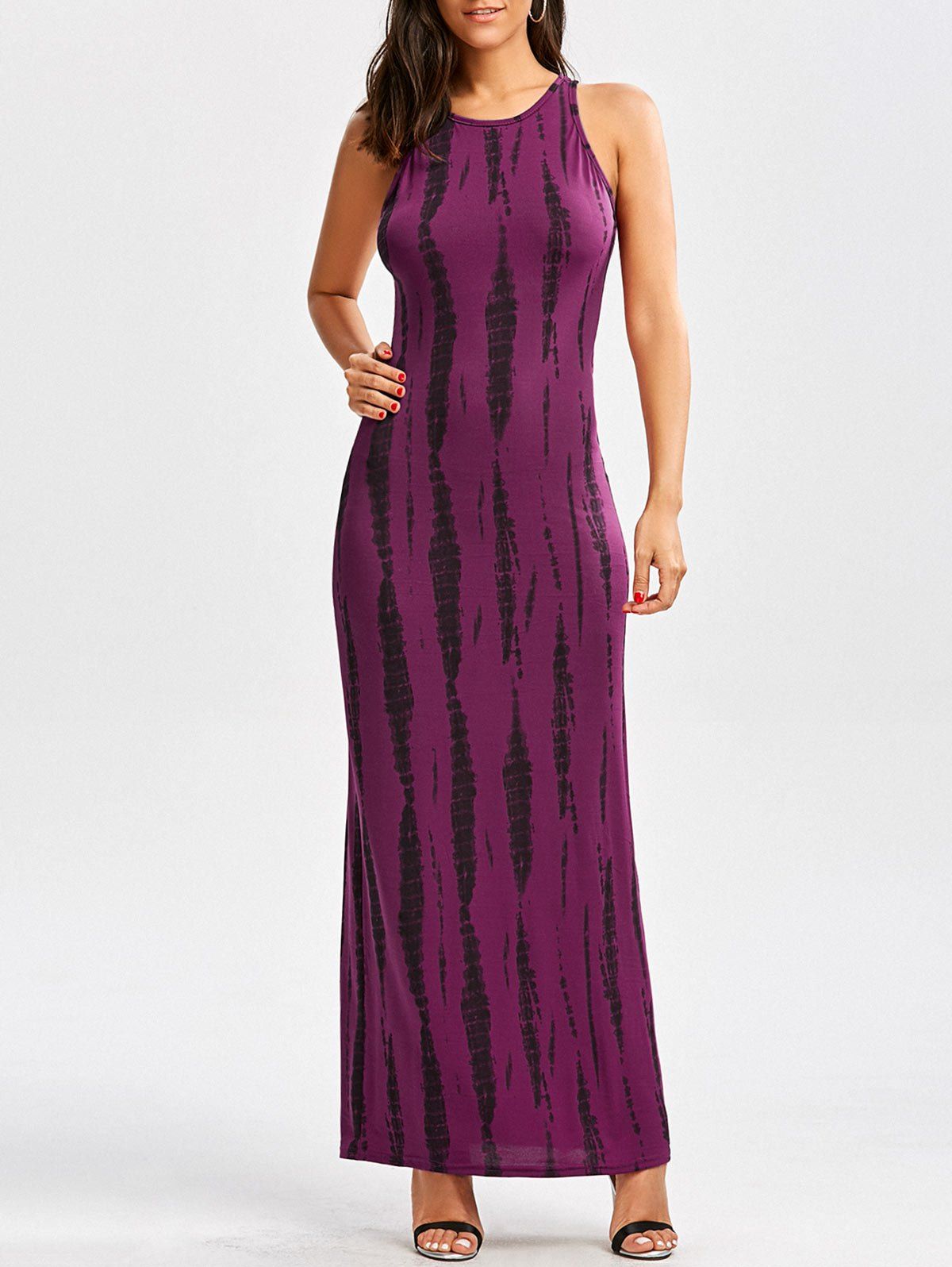

Cut Out Tie Dye Maxi Dress, Purplish red