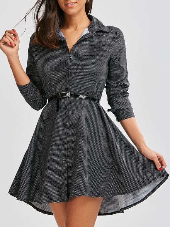 Polka Dot Star Print Mini robe à queue d'aronde - Noir XL