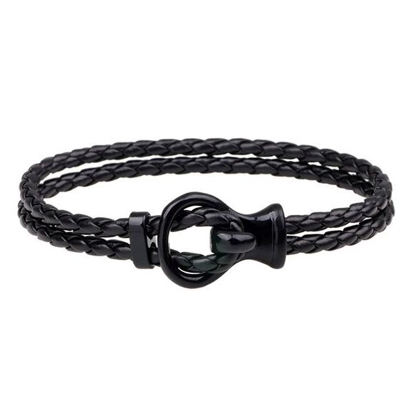 Bracelet En Crochet En Cuir Tressé - Noir 