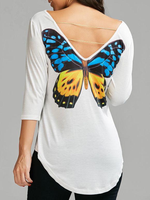 T-shirt imprimé papillon - Blanc L