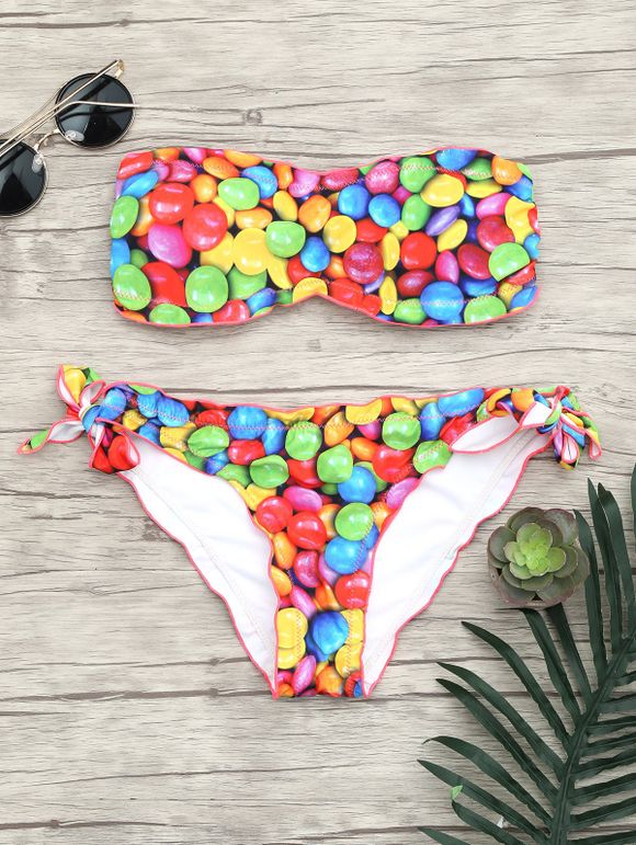 Ensemble de bikini bandeau imprimé coloré et imprimé - multicolore M