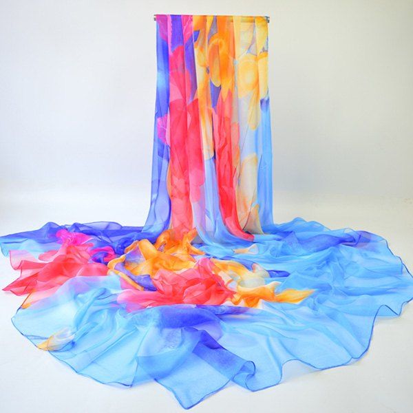 

Watercolour Conspicuous Floral Printed Scarf, Royal