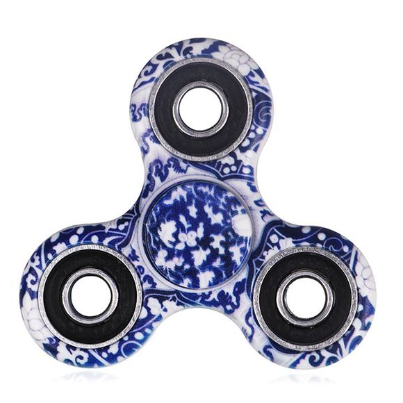 Spinner Fidget à motif en porcelaine bleu et blanc - Bleu 