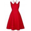 Vintage Strappy Skater Party Dress - Rouge S