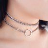 Circle Metal Chain Necklace Set - SILVER 
