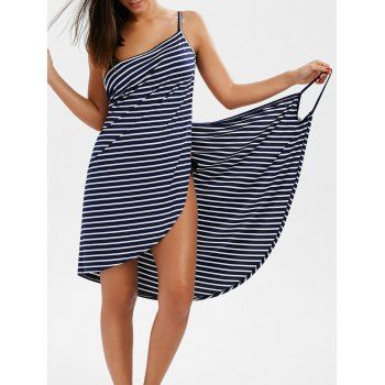 2018 Striped Open Back Multiway Wrap Cover-ups Dress DEEP BLUE M In ...