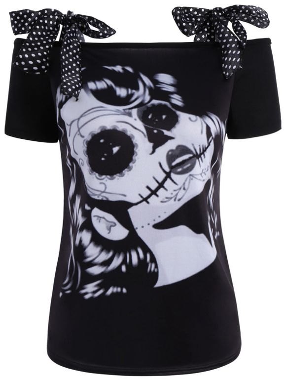 T-shirt imprimé squelette auto-cravate - Gris 2XL