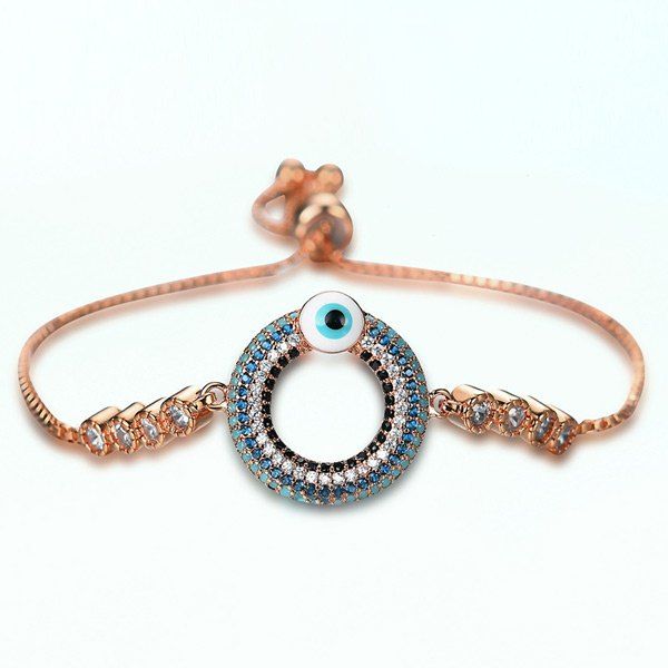 

Rhinestone Evil Eye Bead Bracelet, Rose gold