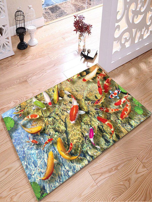 

Water Absorption Antislip Flannel Goldfish Bathroom Rug, Yellow