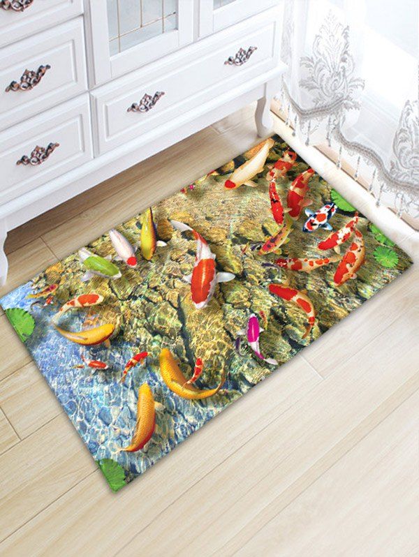 

Water Absorption Antislip Flannel Goldfish Bathroom Rug, Yellow