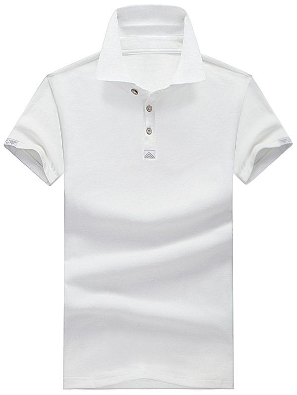 

Geometric Pattern Half Button Polo Shirt, White