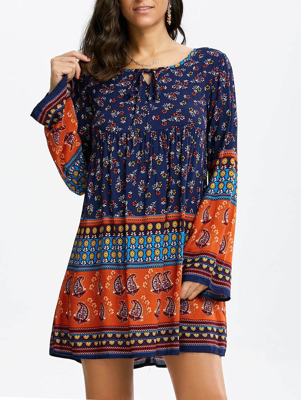 

Floral Print Shift Mini Dress, Colormix