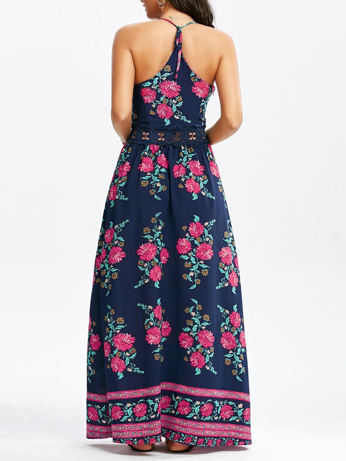 

Floral Print Slip Maxi Dress, Purplish blue