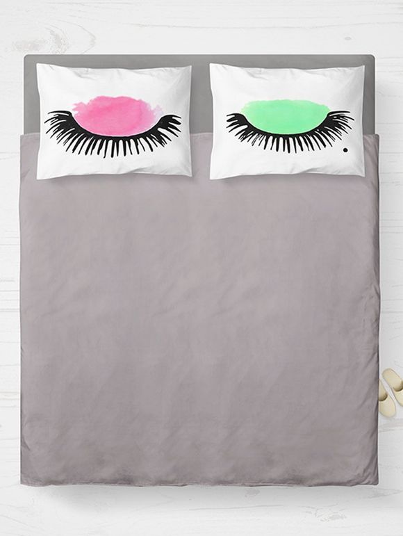 Eyelashes Housse d'oreiller double à lit imprimé - Blanc W20 INCH * L30 INCH