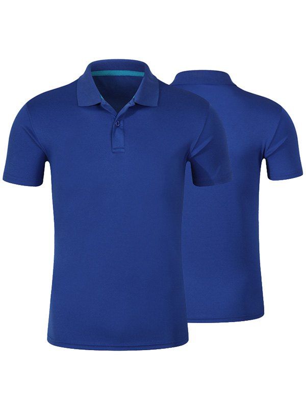 

Plain Short Sleeve Buttoned T-shirt, Royal
