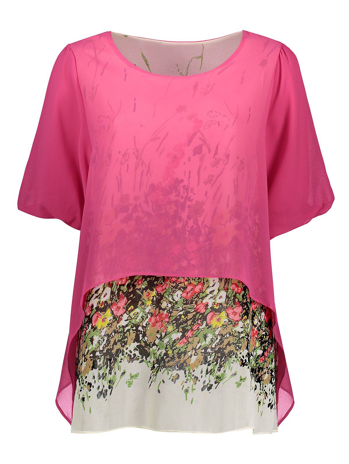 

Plus Size Floral Chiffon Flowy Blouse, Tutti frutti