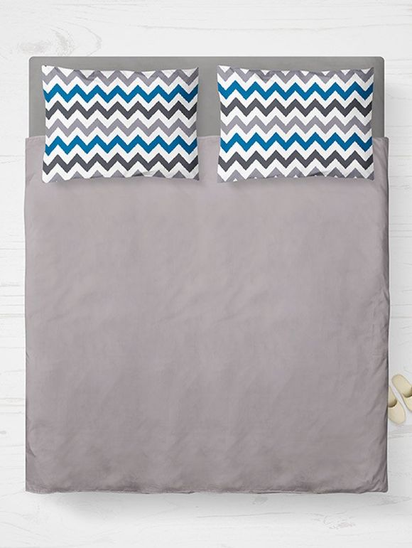 Housse à double oreiller en tissu zingué en tissu brossé - Texture de Bande Bleu W20 INCH * L30 INCH