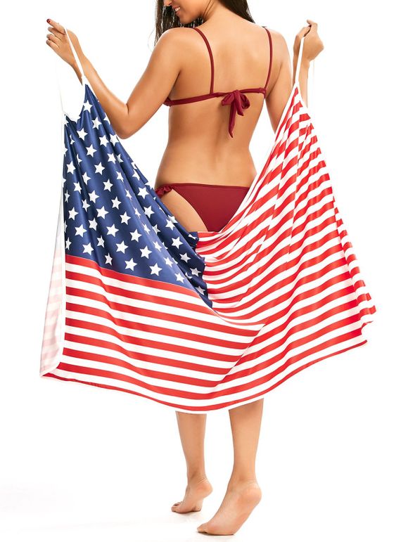 Patriotic Cover Up American Flag Slip Dress - multicolore L