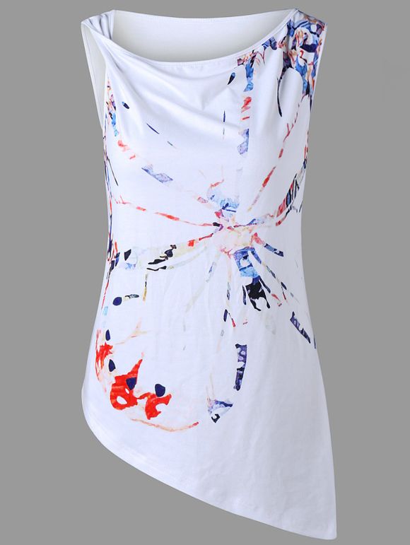 T-shirt asymétrique sans manches pour papillon Butterfly - Blanc M