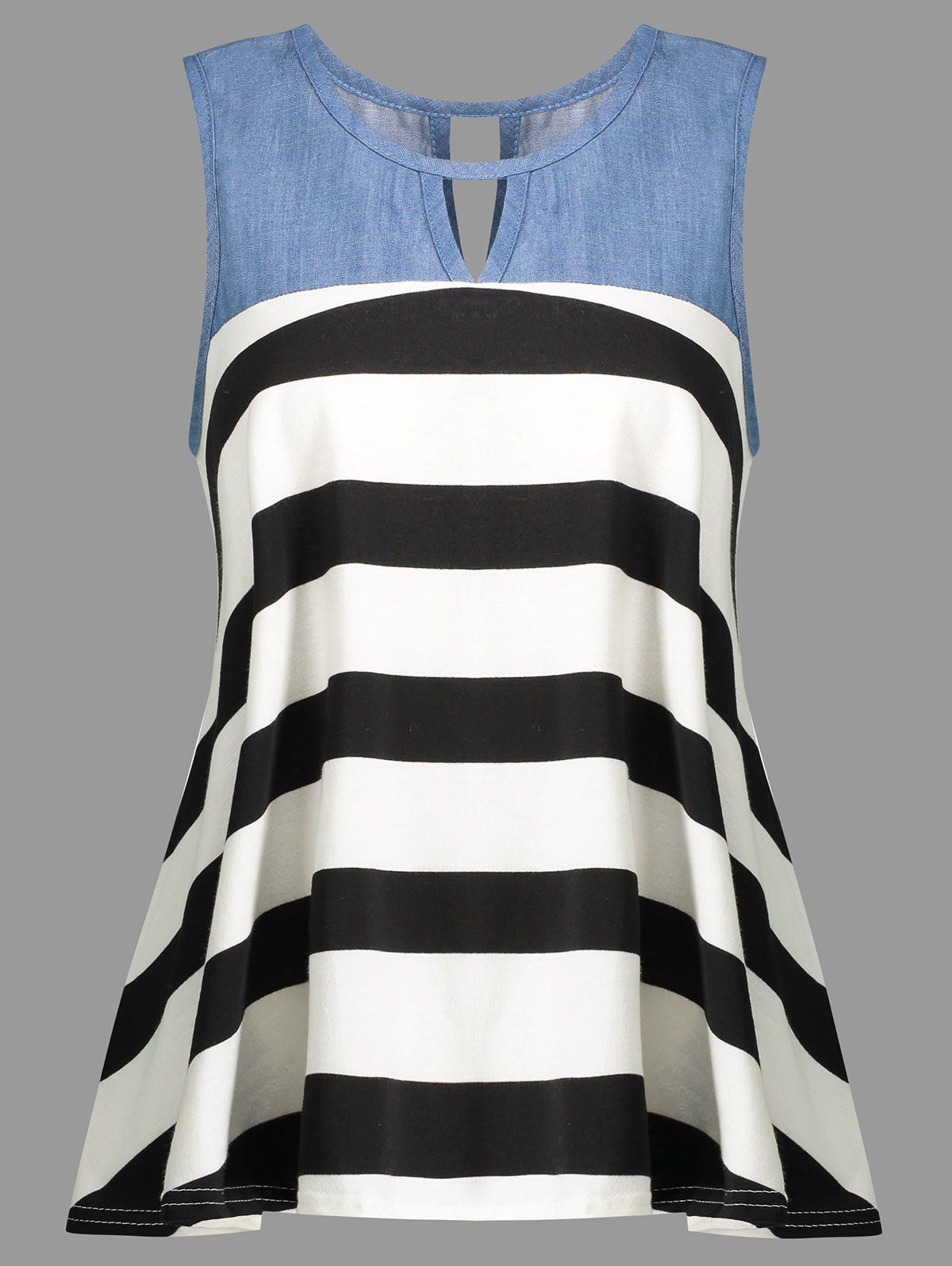 

Striped Cut Out Contrast Insert Dressy Tank Top, Stripe
