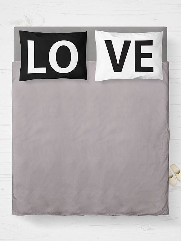 Letter Love 2Pcs Housse de caisse pour chambre à coucher - Blanc et Noir W20 INCH * L26 INCH